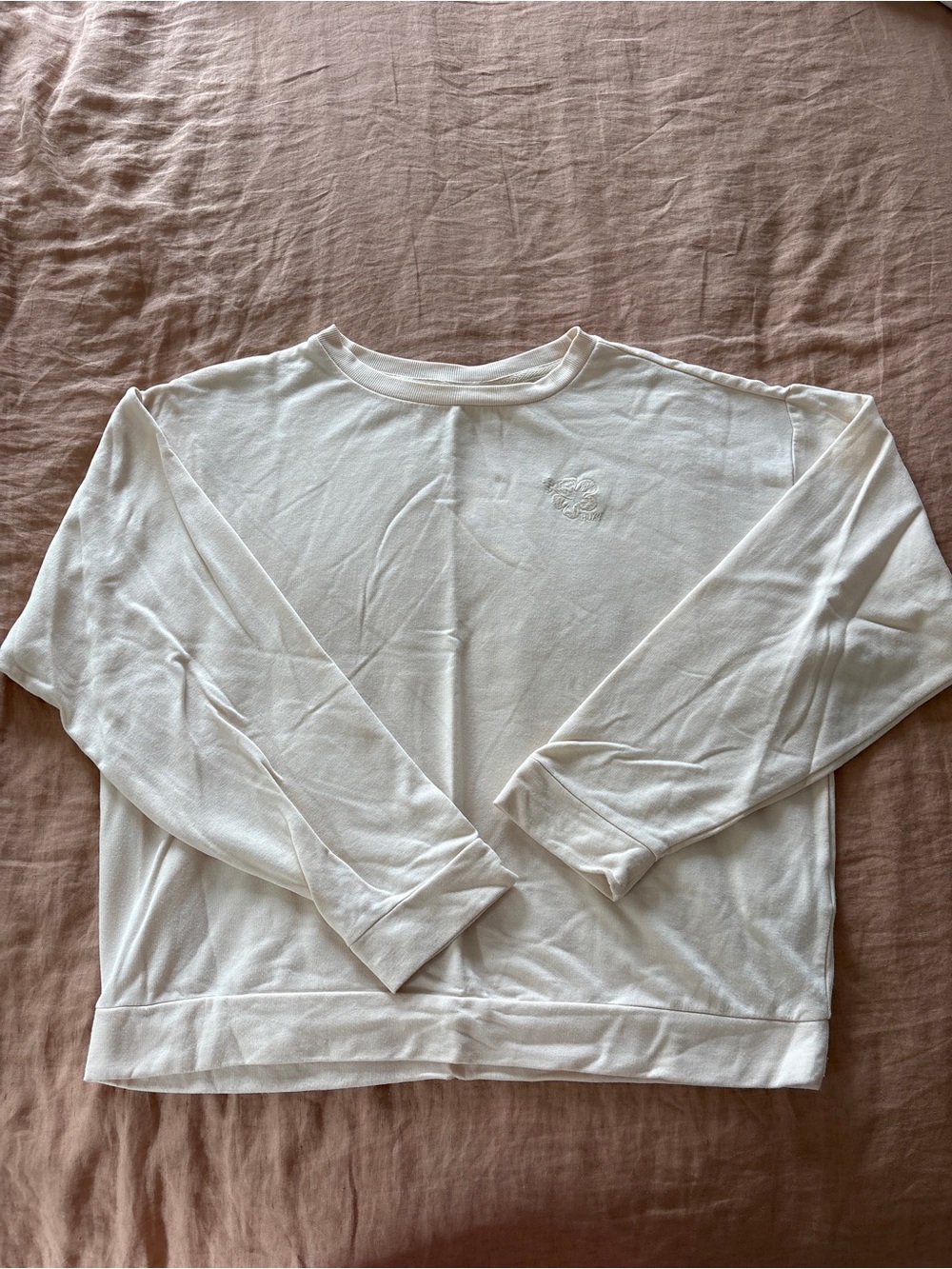 Roxy Cream Ribbed Neck Long Sleeve Top